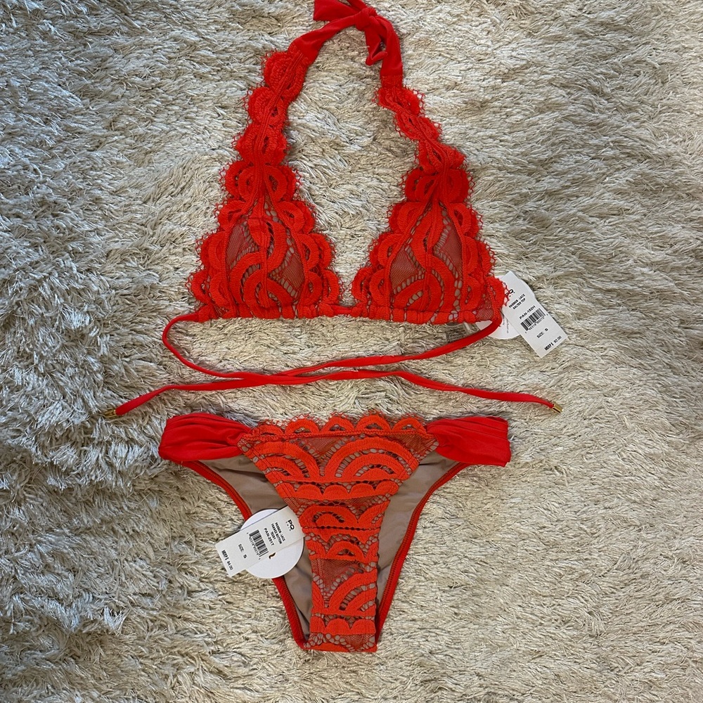 Red Lace Bikini Set